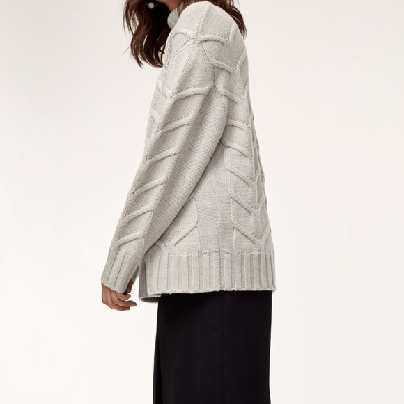 Artizia Wilfred Merino Wool Champeaux Sweater Size XXS Turtleneck Cableknit Grey - Picture 11 of 11